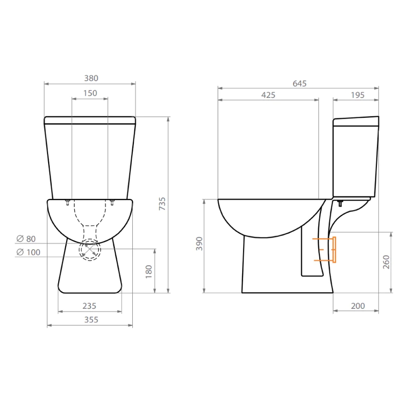 双冲洗驱动系统卫生间全套马桶装置Aura 60AU820001